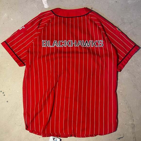 Vintage 90s Chicago Blackhawks Starter Pinstripe Baseball Jersey - Picture 2 of 6